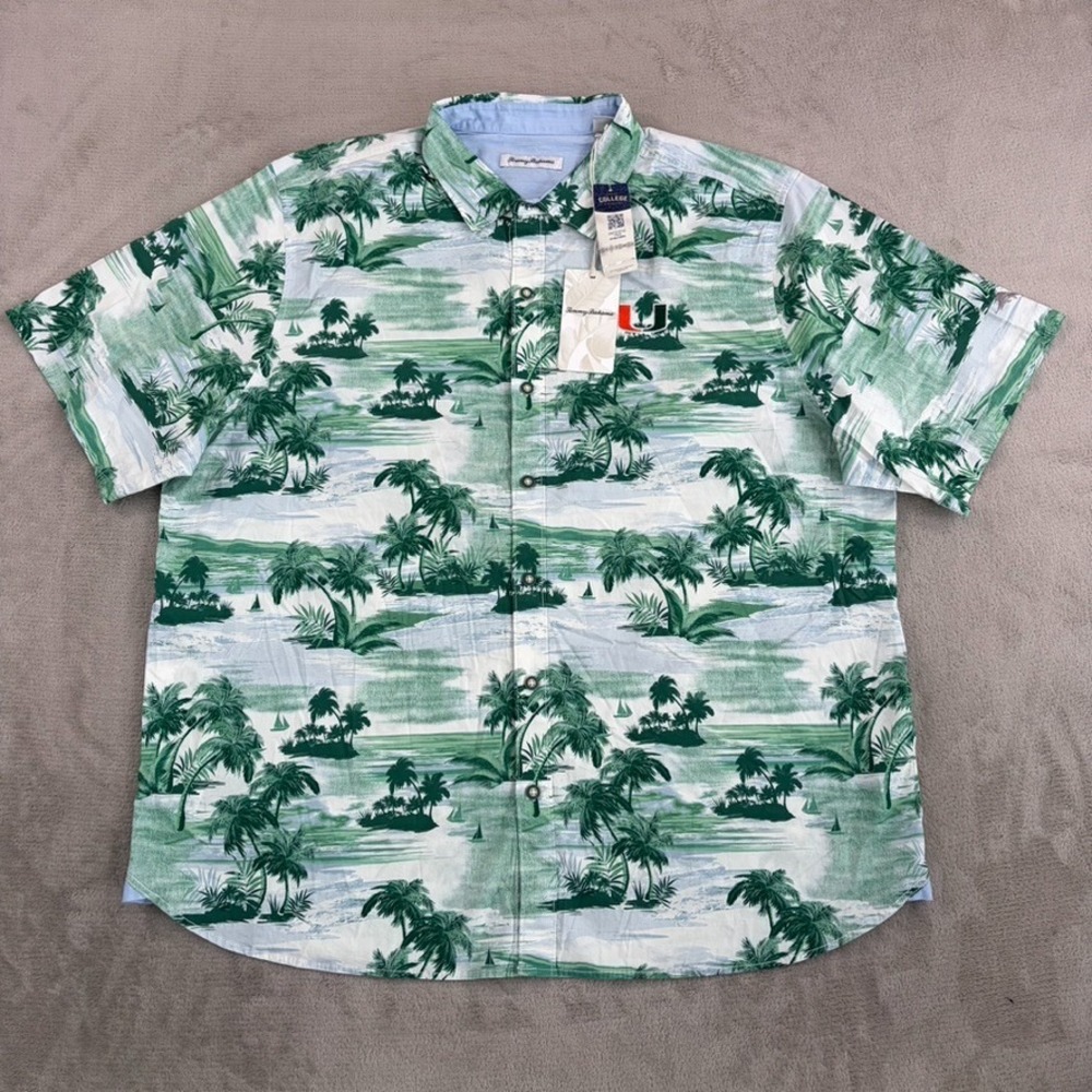 Tommy Bahama x Miami Hurricanes Football Tropical Horizons Shirt Men XXL NWT